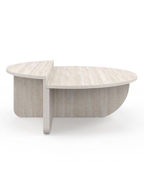 Tables basses rondes asymétriques travertin - 90x90x35 cm