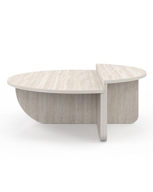 Tables basses rondes asymétriques travertin - 90x90x35 cm