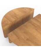 Tables basses rondes asymétriques bois chaud - 90x90x35 cm
