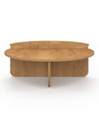 Tables basses rondes asymétriques bois chaud - 90x90x35 cm