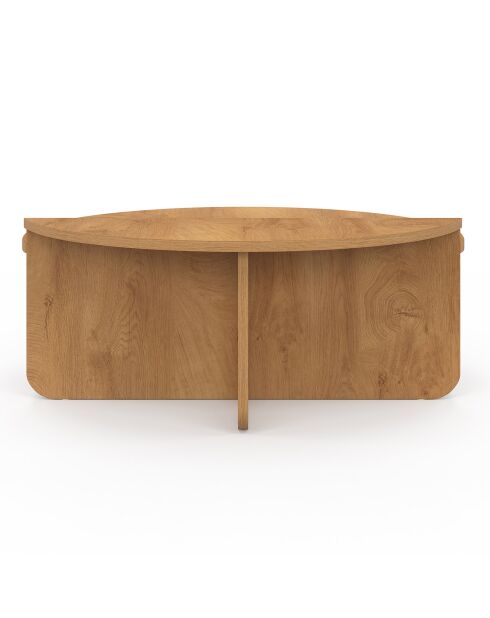 Tables basses rondes asymétriques bois chaud - 90x90x35 cm