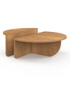 Tables basses rondes asymétriques bois chaud - 90x90x35 cm