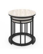 3 Tables basses gigognes Memphis travertin/noir