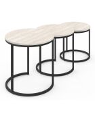 3 Tables basses gigognes Memphis travertin/noir
