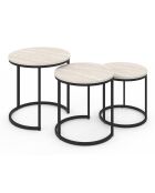 3 Tables basses gigognes Memphis travertin/noir