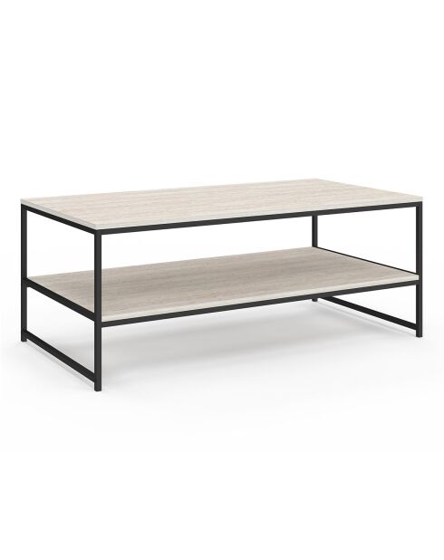 Table basse Memphis double plateau travertin/noir - 113.5x60x45 cm