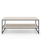 Table basse Memphis double plateau travertin/noir - 113.5x60x45 cm