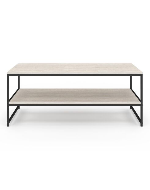 Table basse Memphis double plateau travertin/noir - 113.5x60x45 cm