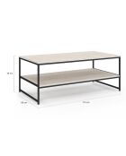 Table basse Memphis double plateau travertin/noir - 113.5x60x45 cm