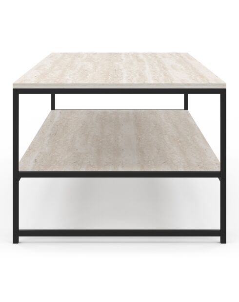 Table basse Memphis double plateau travertin/noir - 113.5x60x45 cm