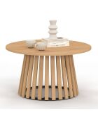 Table basse ronde Camélia pieds lattes bois - 70x40 cm