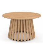 Table basse ronde Camélia pieds lattes bois - 70x40 cm