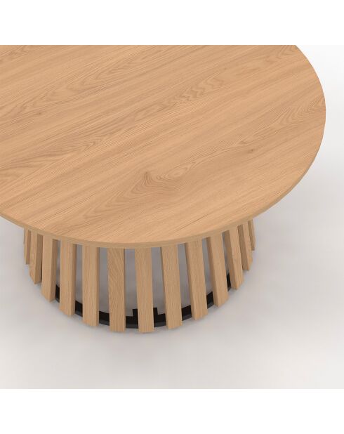 Table basse ronde Camélia pieds lattes bois - 70x40 cm