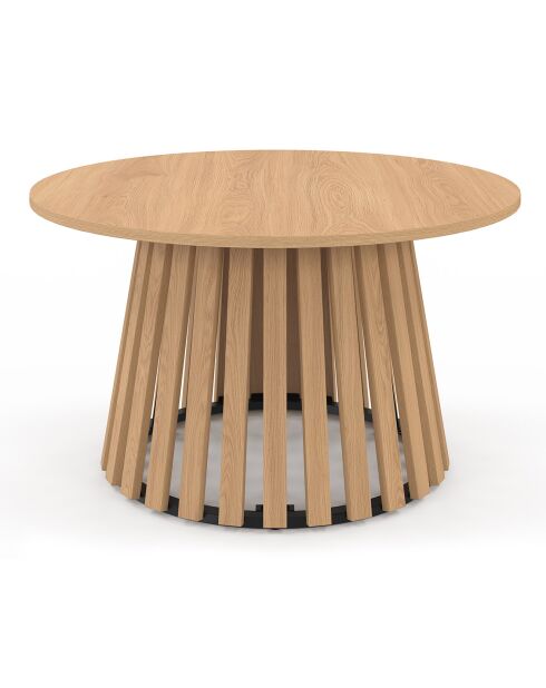 Table basse ronde Camélia pieds lattes bois - 70x40 cm