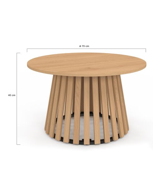 Table basse ronde Camélia pieds lattes bois - 70x40 cm