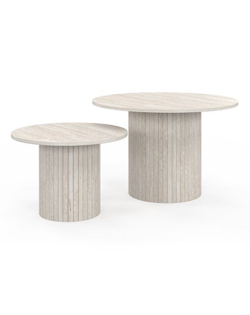 2 Tables basses rondes gigognes Alvar travertin