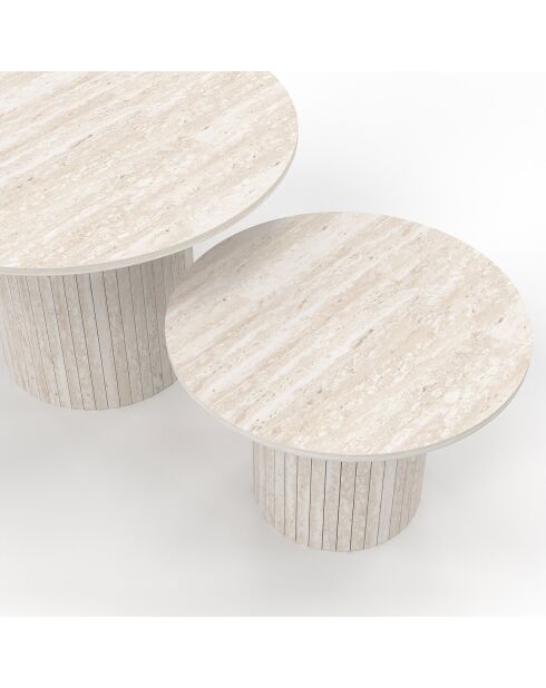 2 Tables basses rondes gigognes Alvar travertin