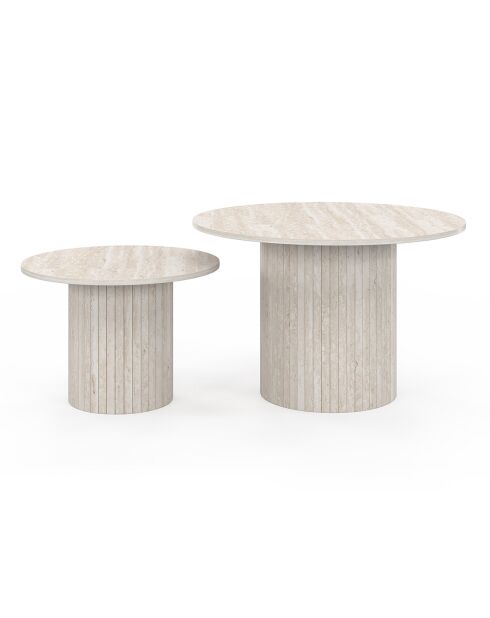 2 Tables basses rondes gigognes Alvar travertin
