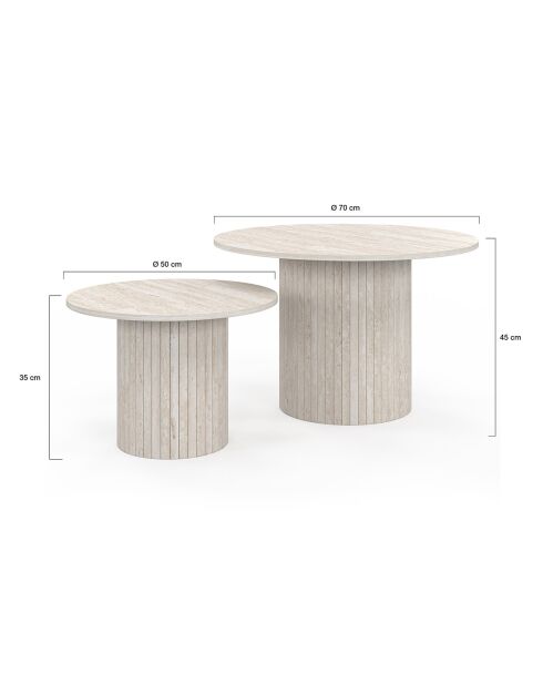 2 Tables basses rondes gigognes Alvar travertin