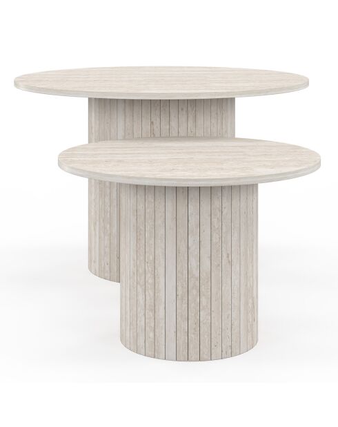 2 Tables basses rondes gigognes Alvar travertin