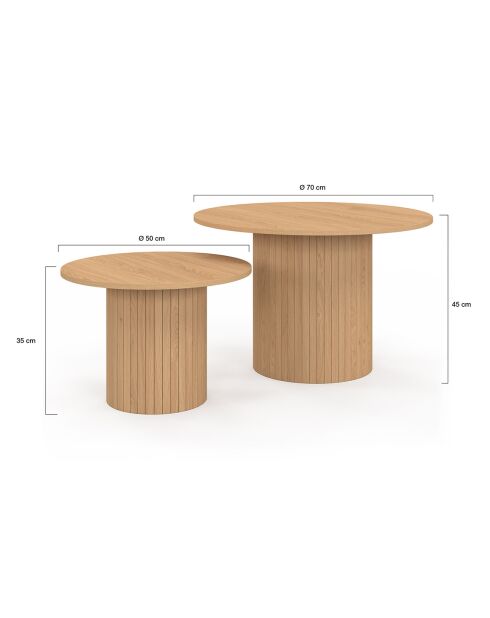 2 Tables basses rondes gigognes Alvar bois