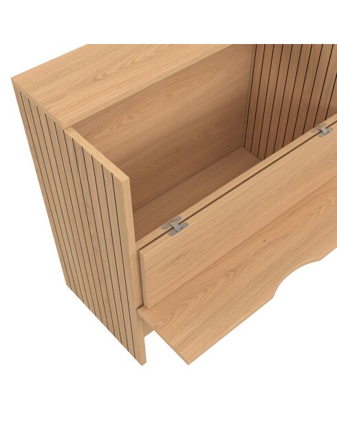 Table d'appoint mini bar Faustine bois et lattes bois - 50x25x50 cm