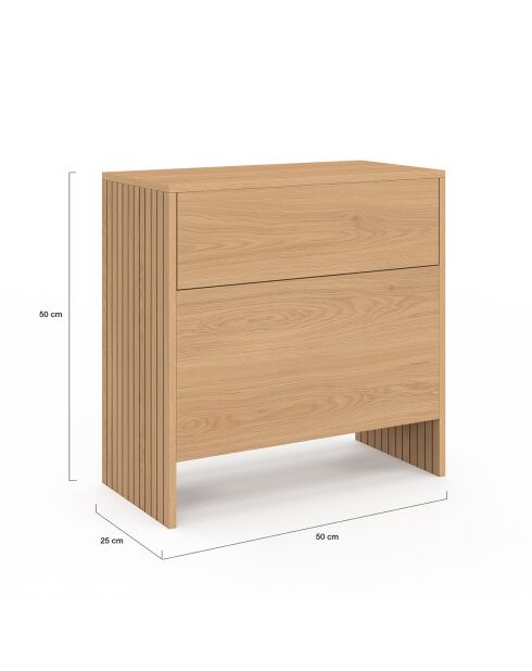 Table d'appoint mini bar Faustine bois et lattes bois - 50x25x50 cm