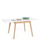 Klappbarer Esstisch Scandi mit weißer Platte/Holzsockel - 80/160x80x72,5 cm