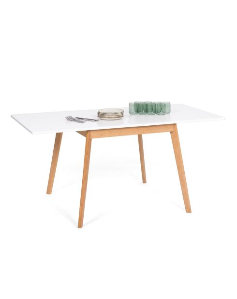 Tavolo da pranzo pieghevole Scandi con piano bianco/base in legno - 80/160x80x72,5 cm