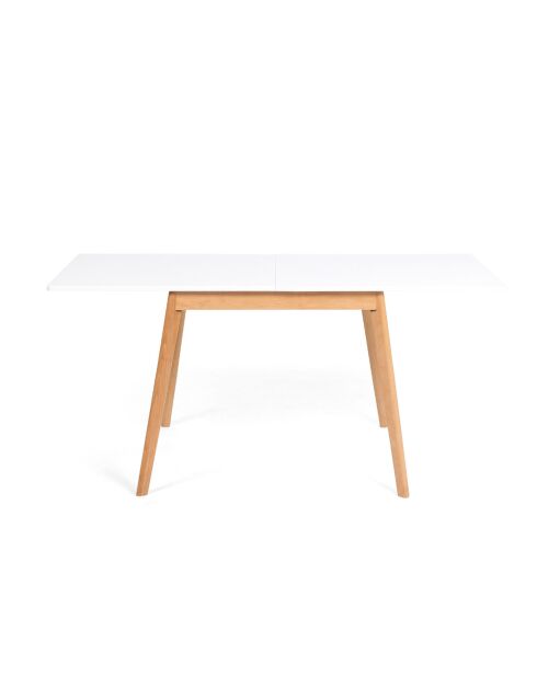 Tavolo da pranzo pieghevole Scandi con piano bianco/base in legno - 80/160x80x72,5 cm