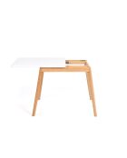 Klappbarer Esstisch Scandi mit weißer Platte/Holzsockel - 80/160x80x72,5 cm