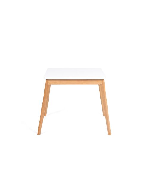 Tavolo da pranzo pieghevole Scandi con piano bianco/base in legno - 80/160x80x72,5 cm