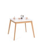 Klappbarer Esstisch Scandi mit weißer Platte/Holzsockel - 80/160x80x72,5 cm