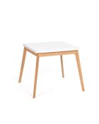 Klappbarer Esstisch Scandi mit weißer Platte/Holzsockel - 80/160x80x72,5 cm