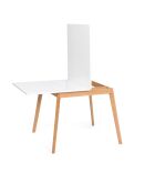 Klappbarer Esstisch Scandi mit weißer Platte/Holzsockel - 80/160x80x72,5 cm