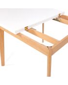 Klappbarer Esstisch Scandi mit weißer Platte/Holzsockel - 80/160x80x72,5 cm