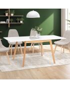 Klappbarer Esstisch Scandi mit weißer Platte/Holzsockel - 80/160x80x72,5 cm