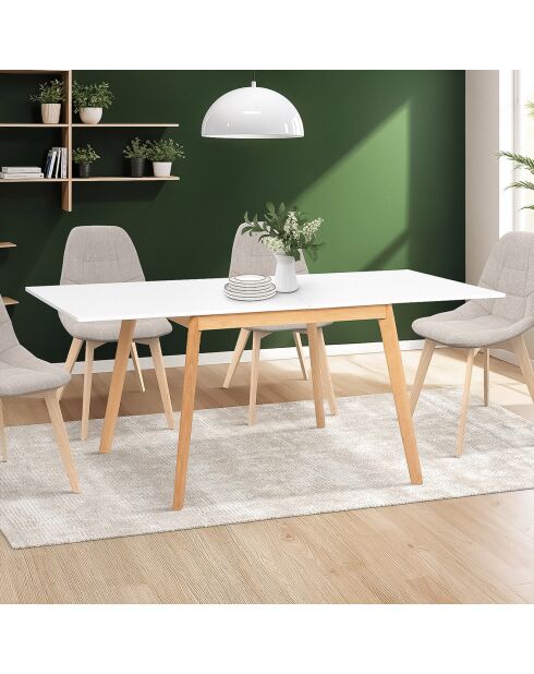 Tavolo da pranzo pieghevole Scandi con piano bianco/base in legno - 80/160x80x72,5 cm