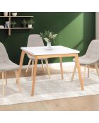 Klappbarer Esstisch Scandi mit weißer Platte/Holzsockel - 80/160x80x72,5 cm