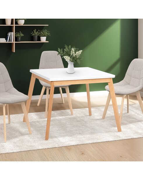 Klappbarer Esstisch Scandi mit weißer Platte/Holzsockel - 80/160x80x72,5 cm