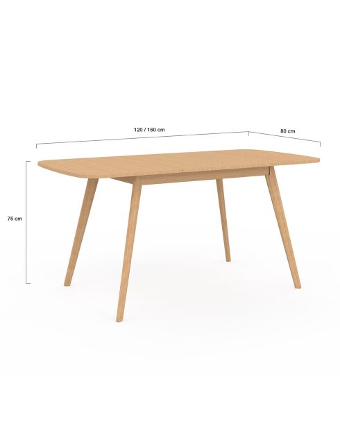 Table à manger extensible Venezia bois - 120/160x80x75 cm