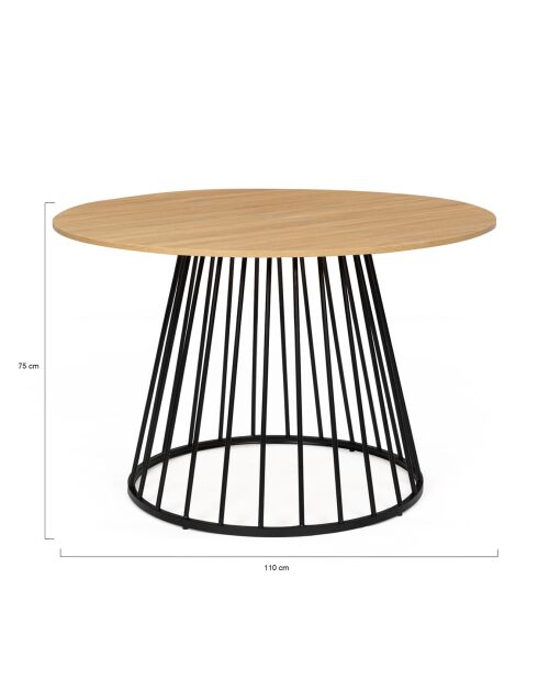 Table à manger ronde Adelle bois/noir  - 110x110x75 cm