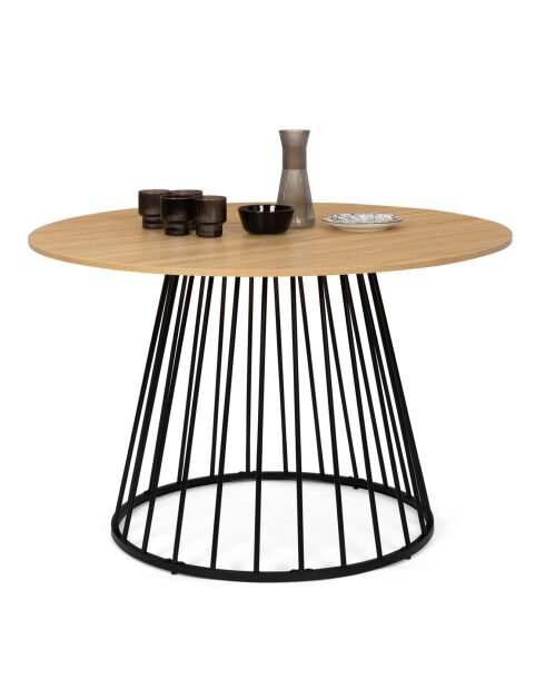 Table à manger ronde Adelle bois/noir  - 110x110x75 cm