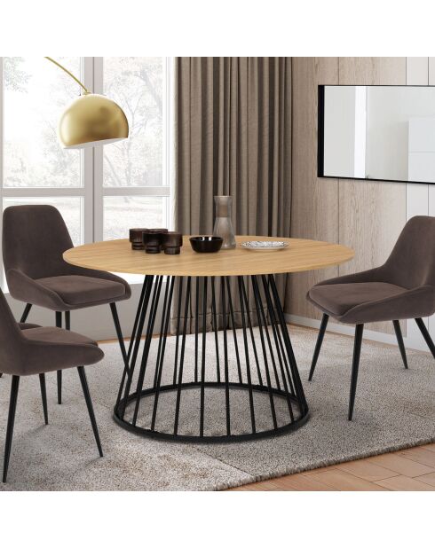 Table à manger ronde Adelle bois/noir  - 110x110x75 cm