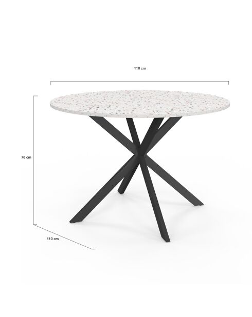 Table à manger ronde Soline effet terrazzo  - 110x110x76 cm