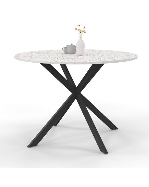 Table à manger ronde Soline effet terrazzo  - 110x110x76 cm