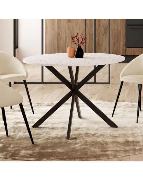 Table à manger ronde Soline effet terrazzo  - 110x110x76 cm