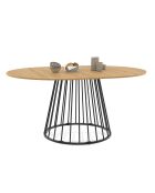 Table à manger ronde extensible Adelle bois/noir  - 110/150x110x75 cm
