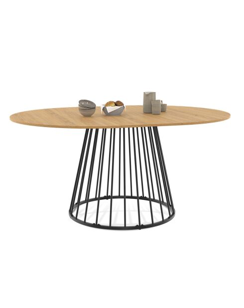 Table à manger ronde extensible Adelle bois/noir  - 110/150x110x75 cm