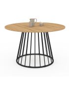 Table à manger ronde extensible Adelle bois/noir  - 110/150x110x75 cm